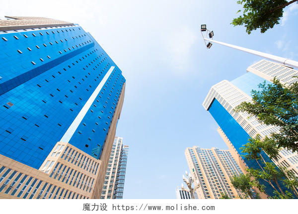 蓝色系商业建筑背景插图JPEG素材商务办公楼